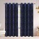 preview thumbnail 3 of 4, Adelia Ginkgo Biloba Leaf Room Darkening Grommet Window Curtain Panel, 54x84 Inches - 54x84 Inches Navy Blue