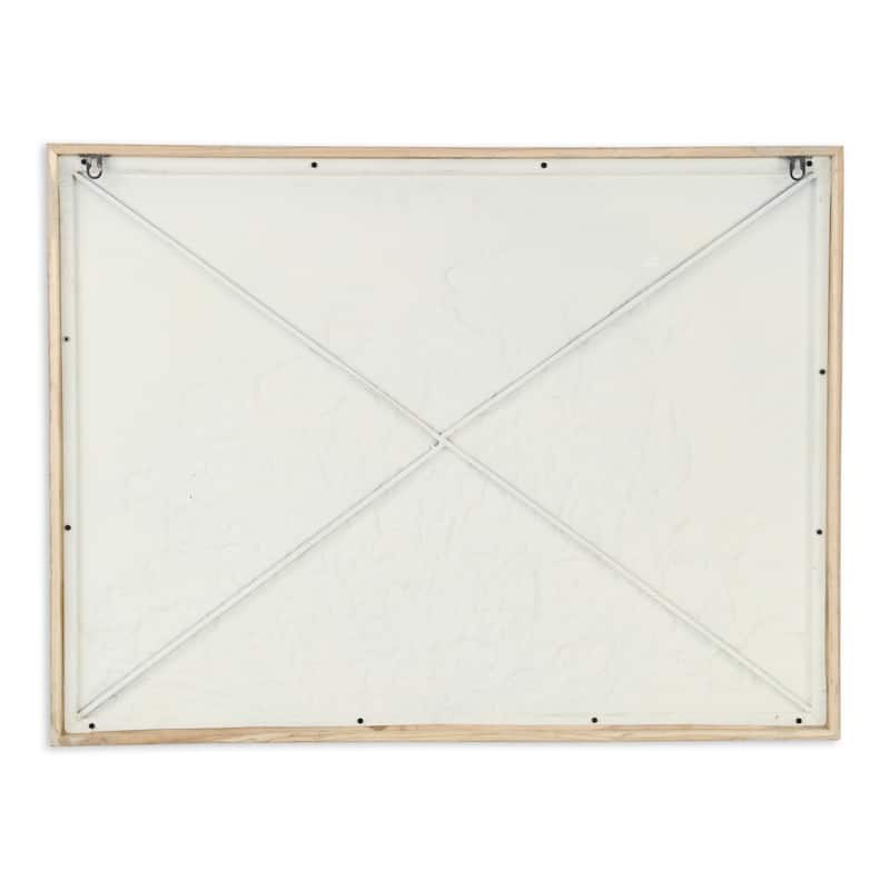 HomeRoots 24" X 32" Natural And White Flower Bouquet Metal And Wood Framed Art