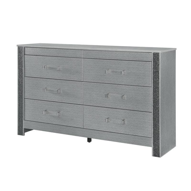 HomeRoots 62" Silver Wood Six Drawer Double Dresser