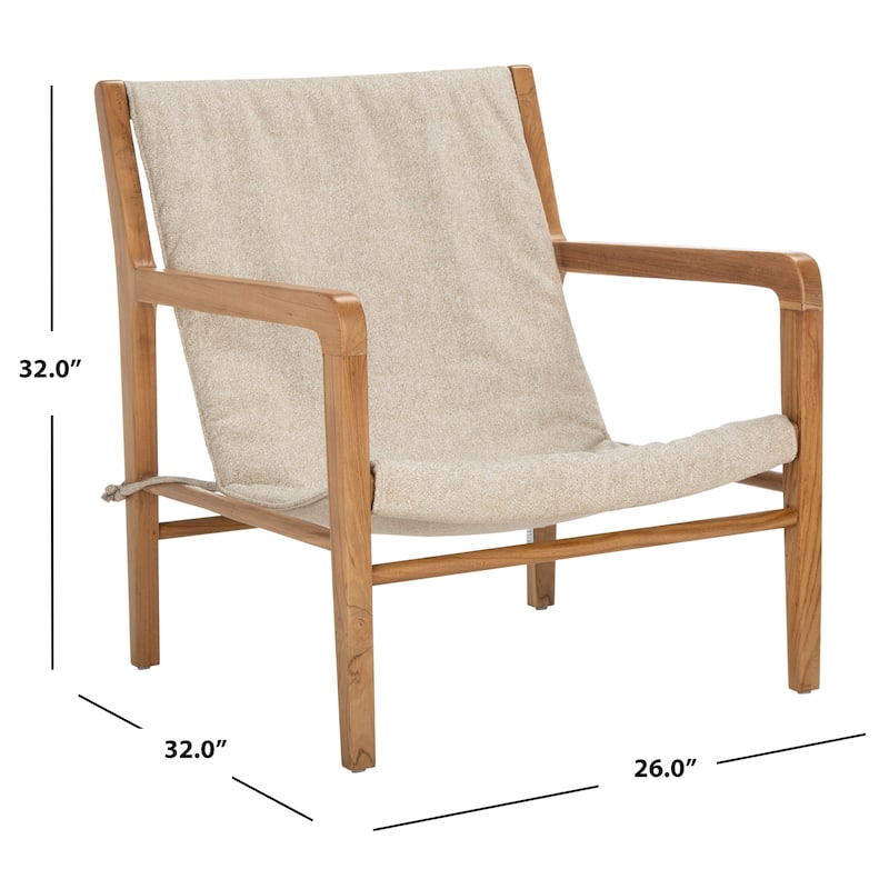 SAFAVIEH Couture Georgeta Linen Sling Chair - 26 In W x 32 In D x 32 In H - 26Wx32Dx32H