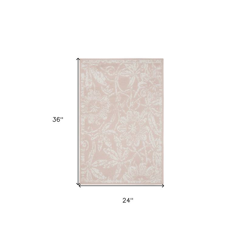 Power Loomed Distressed Floral Traditional Stain Resistant Area Rug - 36' X '24' X '0.39