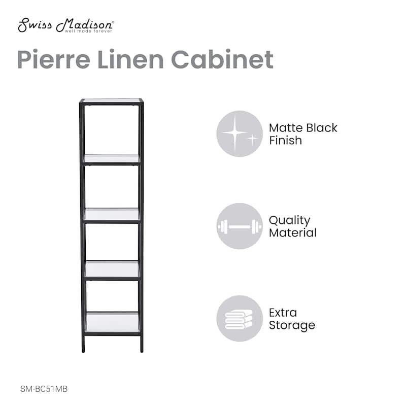 Pierre 16"X65"X14" Freestanding Linen Cabinet In Matte Black