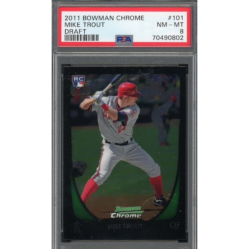 Mike Trout 2011 Bowman Chrome Draft Baseball Rookie Card RC #101 Graded PSA 8 - 8'6" x 11'6"