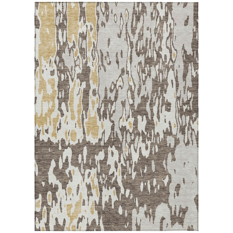 Machine Washable Indoor/ Outdoor Abstract Contemporary Chantille Rug