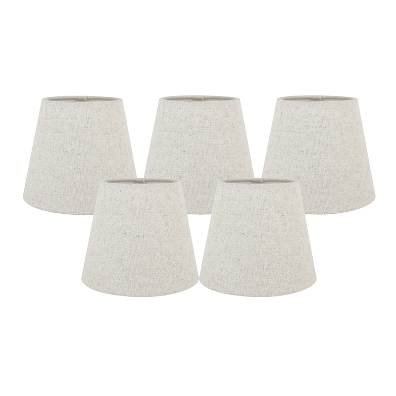 Meriville Linen Clip On Chandelier Lamp Shades, 4-inch by 6-inch by 5-inch - Set of 5 - Natural
