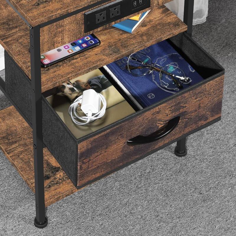 Nightstand with Charging Station with Drawer