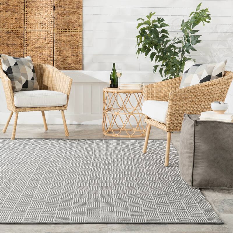 Home Conservatory Squares Handwoven Indoor/Outdoor Area Rug