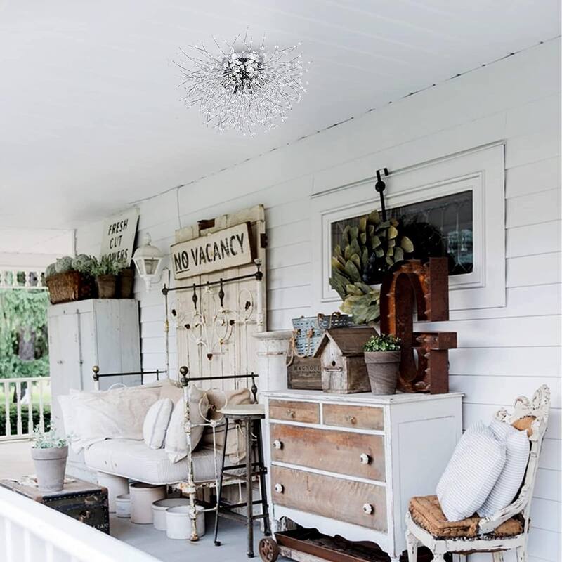 Gorgeous LED Starburst Pendant Lighting, Crystal Flush Mount Ceiling Light, Entryway Ceiling Lighting Fixtures