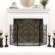 preview thumbnail 6 of 8, Black Tin Traditional Wood Fireplace Screen Pattern - 52 x 1 x 35