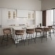 preview thumbnail 2 of 8, Javlergo Set of 2/4/6 Counter Height Bar Stools 26.77" Upholstered Woven Back Bar Chairs with Armrests and Footrest Set of 4 - Brown