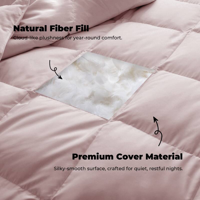 All Season Lightweight & Medium Weight White Goose Feather Down Comforter Duvet Insert