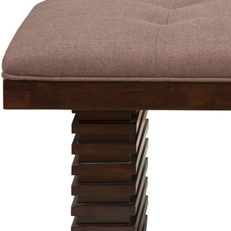 HomeRoots 59" Latte and Espresso Upholstered Linen Blend Dining Bench - 58.5
