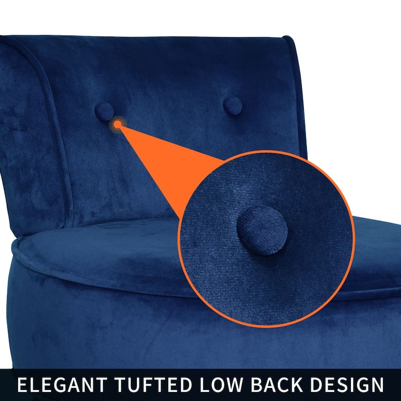 VEIKOUS Makeup Vanity Stool Chair with Low Back and Wood Legs-17.3" x 15.7" x 25.1"