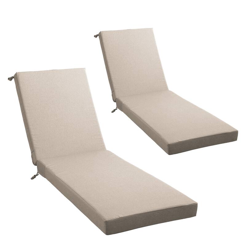 Gymojoy 72x22x3.5 Inch Outdoor Chaise Lounge Cushion, Waterproof Patio & Pool Chair Cushion with Removable Cover - Beige - 2 Set