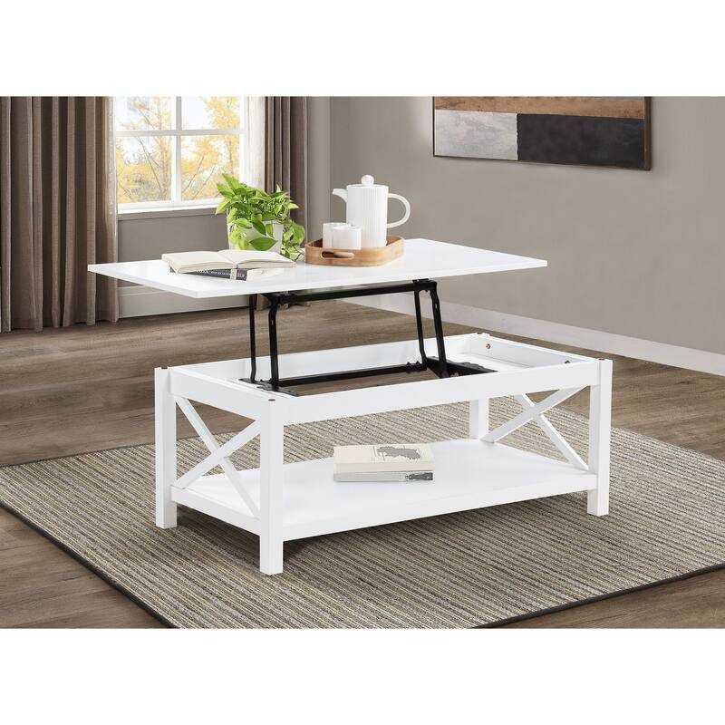 Skyview 44-inch Rectangular Lift Top Coffee Table White - 44" x 22" x 18.25"
