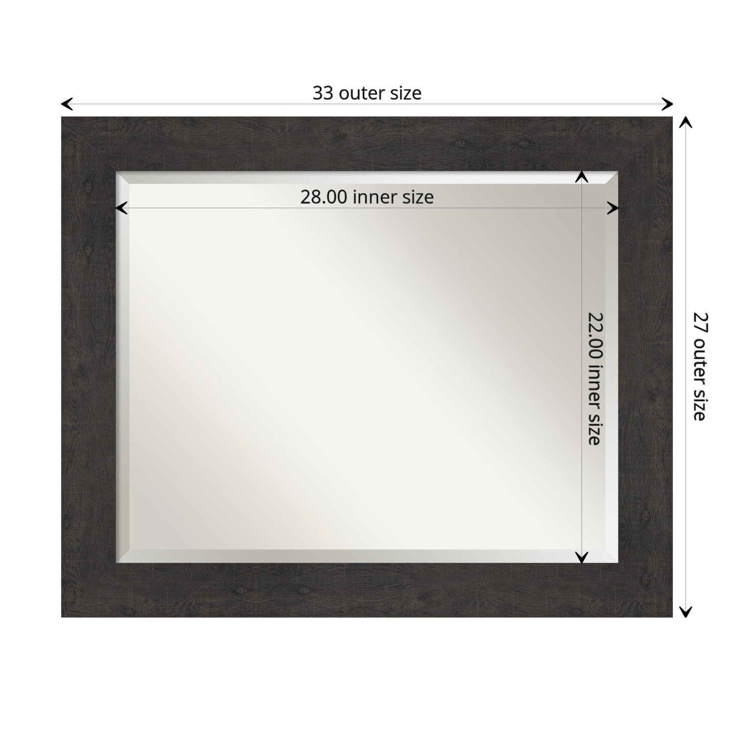 Beveled Bathroom Wall Mirror - Rustic Plank Espresso Frame