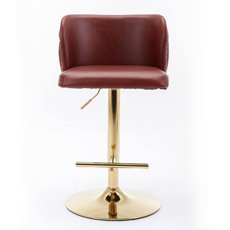 Modern Swivel Barstools, Tufted Back Upholstered Dining Chair, Leather High Bar Chair Adjustable Height, Set of 2