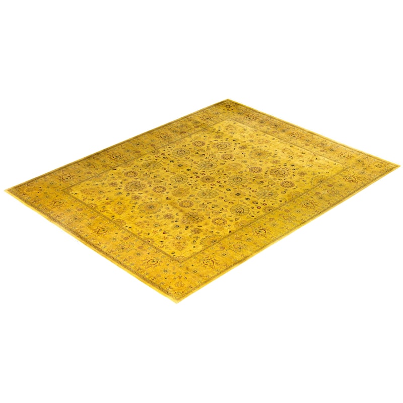 Overdyed One-of-a-Kind Hand-Knotted Area Rug - Yellow - 8' 0" x 10' 3"