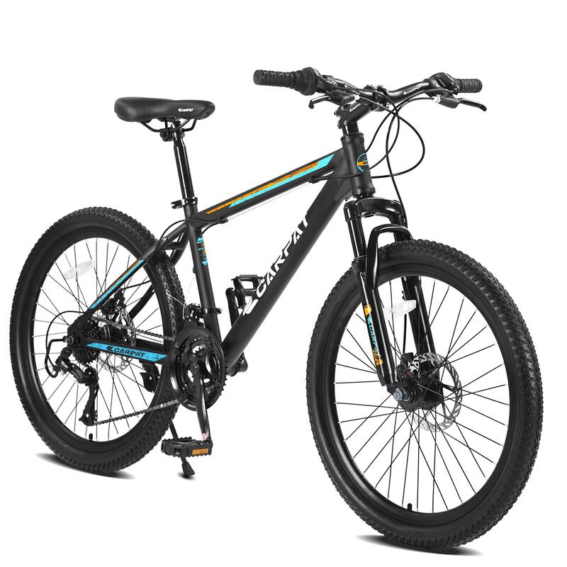 Unisex Mountain Bike - High-Carbon Steel Frame, Suspension, Mechanical Disc Brakes, Shimano Gears - 21