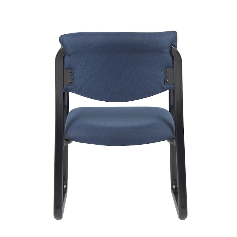 Kris Guest Armchair with Sled Base, Steel, Blue Performance Polyester