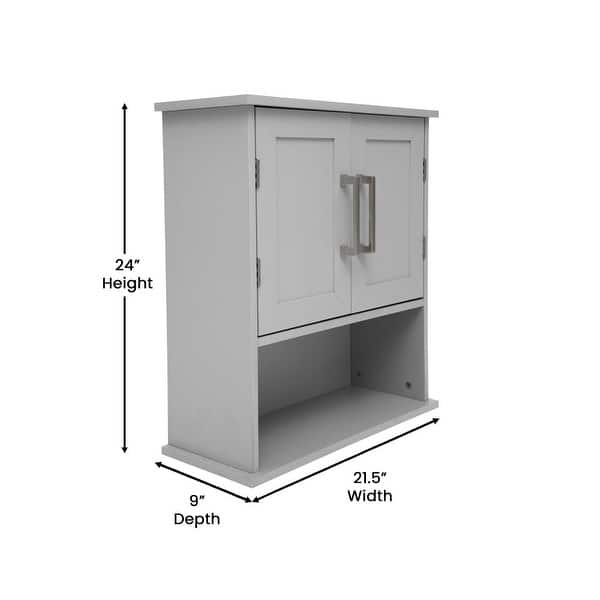dimension image slide 1 of 2, Wall-Mounted Medicine Cabinet Bathroom Storage Organizer with Shelves