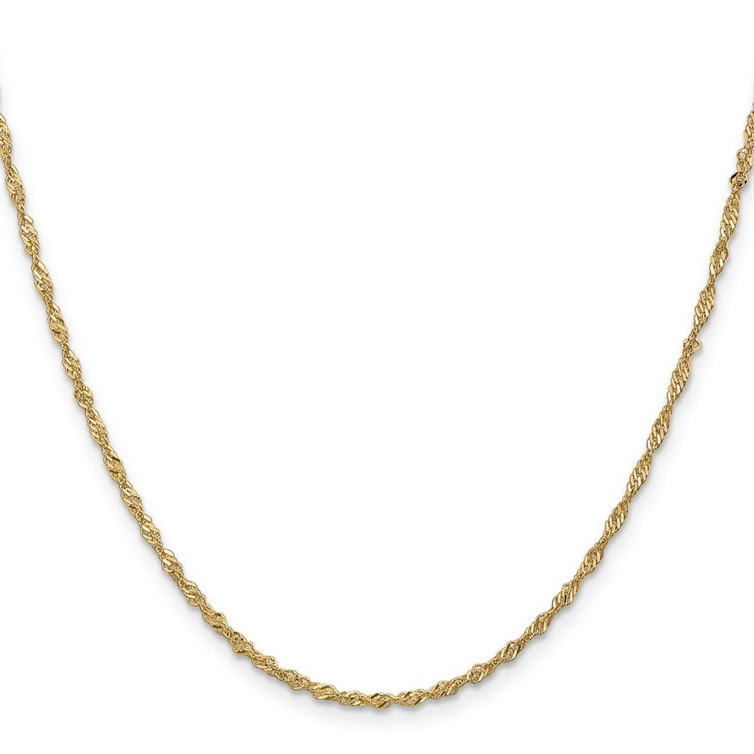 Curata 14k Yellow Gold Solid 1.7mm Polished Singapore Chain Necklace