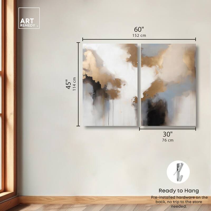 Golden Nebula Canvas Set of 2 by Art Remedy, Gallery Wrapped