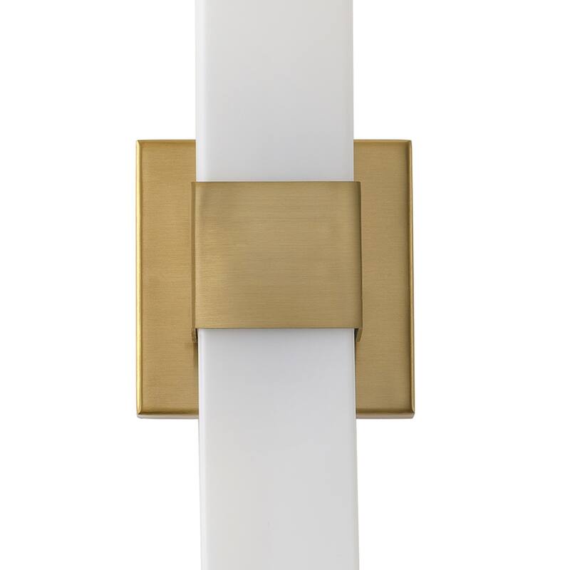 Aiwen Modern 1-Light LED Wall Sconce Electroplated Brass Finish with White Jade Acid-Washed Glass Shade