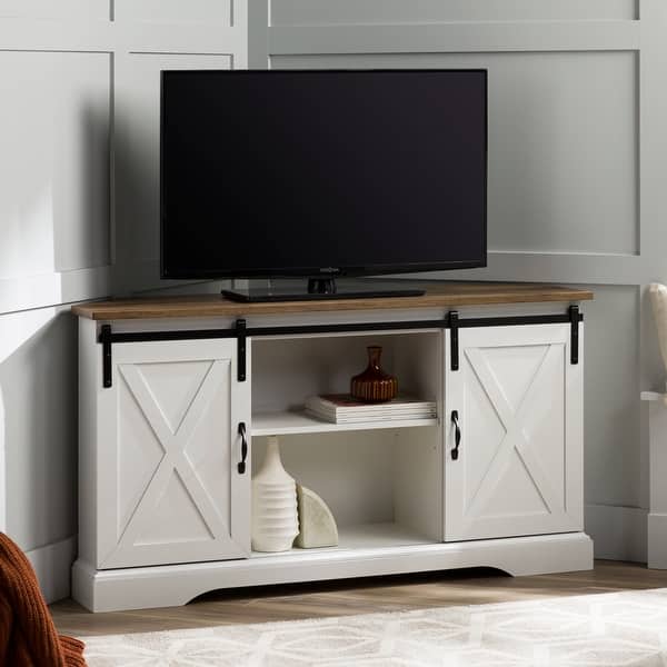 slide 2 of 33, Middlebrook 52-inch Sliding Barn Door Corner TV Stand