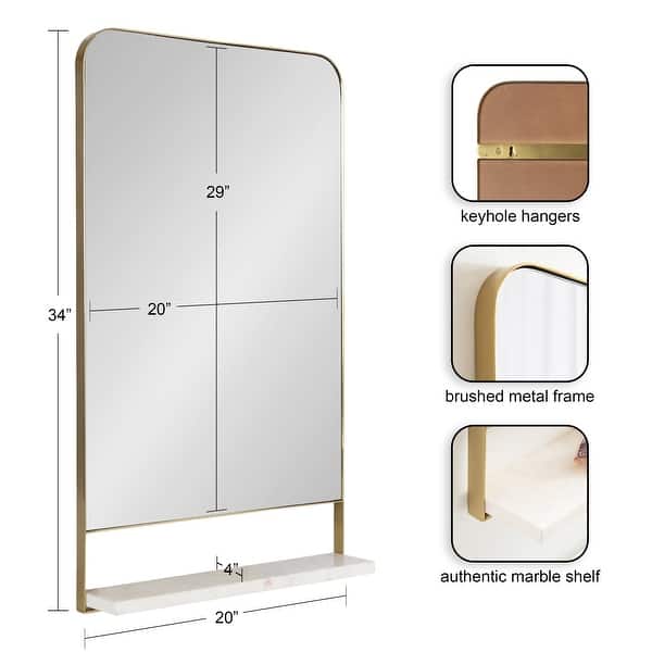 Kate and Laurel Chadwin Rectangle Wall Mirror with Shelf - 20x34