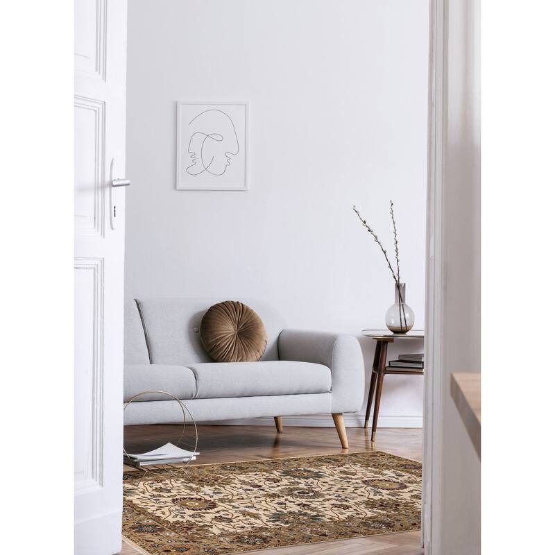 ECARPETGALLERY Hand-knotted Jules Serapi Ivory Wool Rug - 6'0 x 8'11