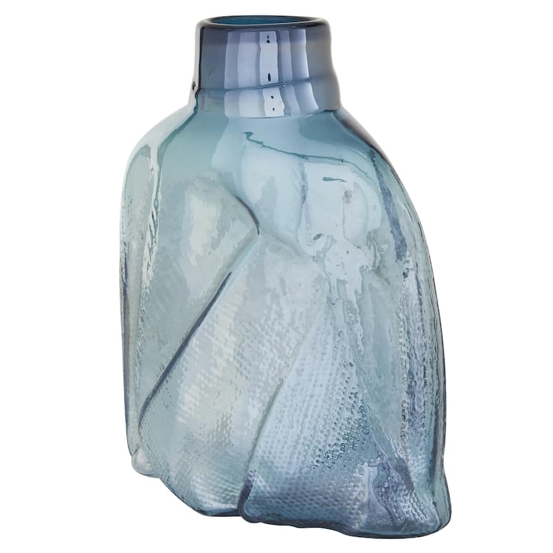 Glass Handmade Blown Decorative Vase - Blue - Roche River Decor - Blue