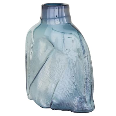 Glass Handmade Blown Decorative Vase - Blue - Roche River Decor