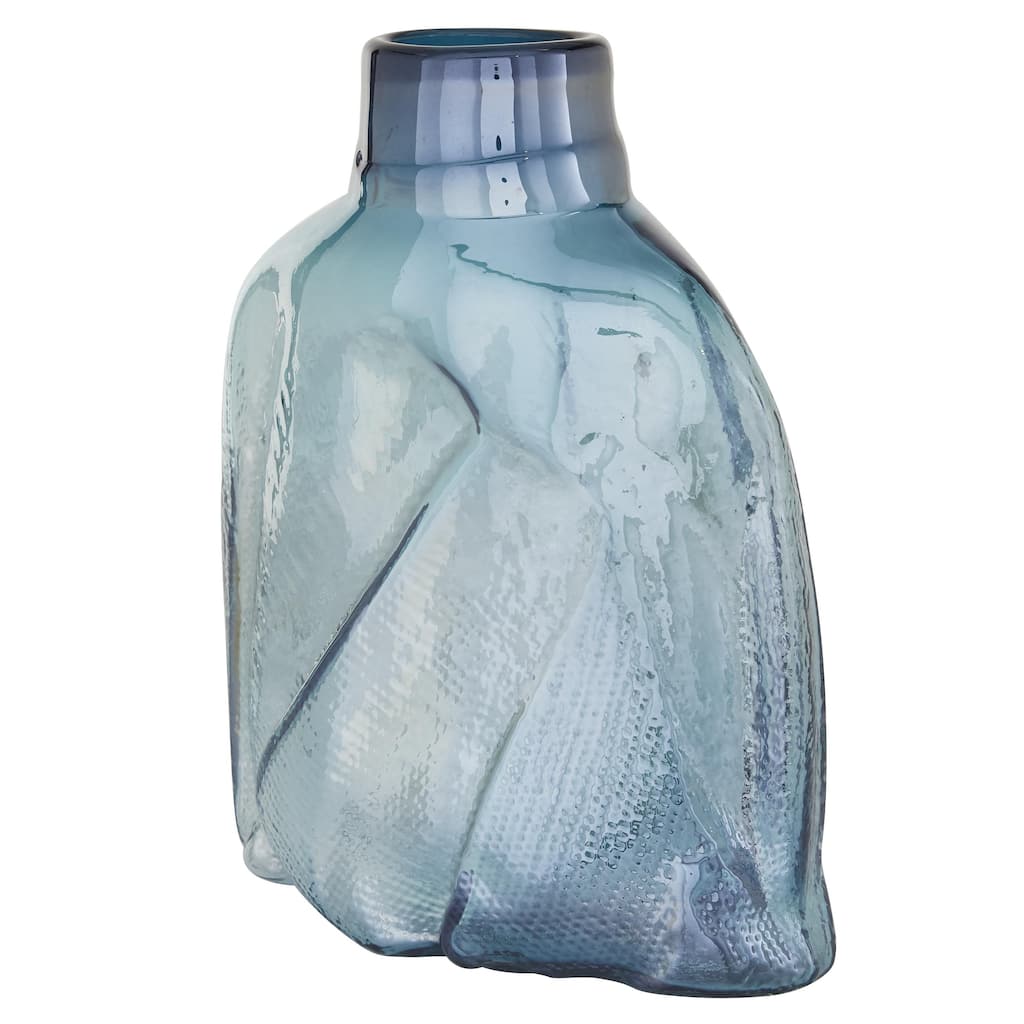 Glass Handmade Blown Decorative Vase - Blue - Roche River Decor