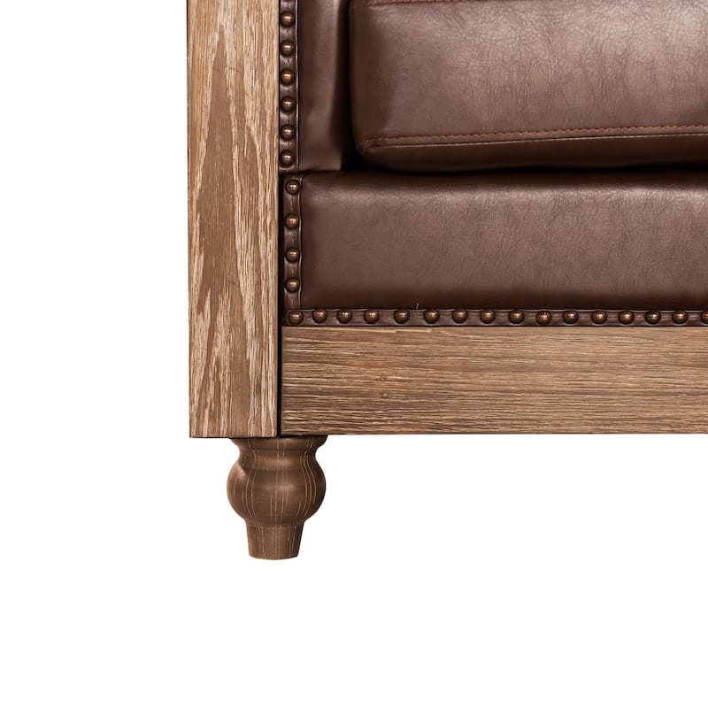 Roomfitters Comfy Large Sectional Sofa with Wooden Legs, Retro Upholstered Couch for Living Room