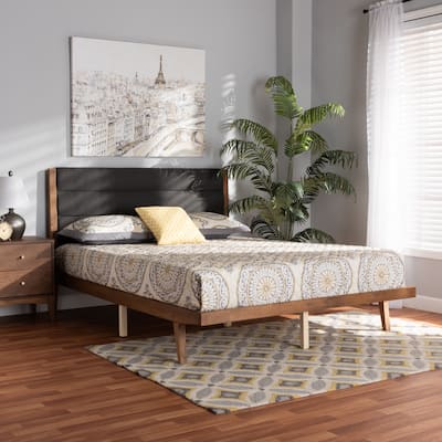 Jarlan Transitional Fabric Upholstered Wood Platform Bed-Charcoal