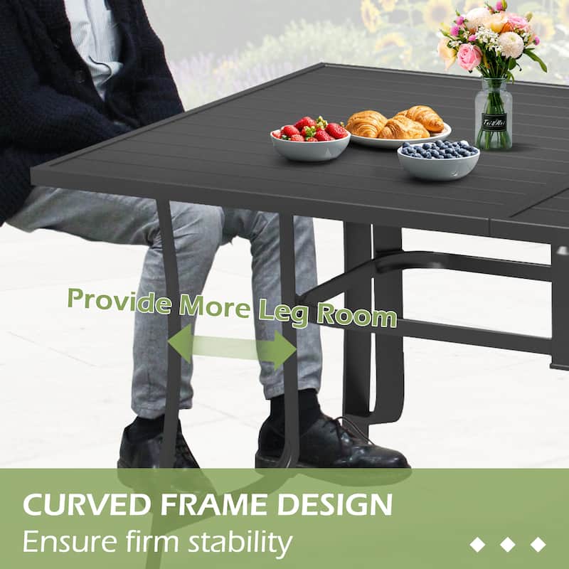 5/7/9-Piece Outdoor Patio Dining Set with Stackable Textilene Chairs and Slatted Table, Furniture with Adjustable Umbrella Hole