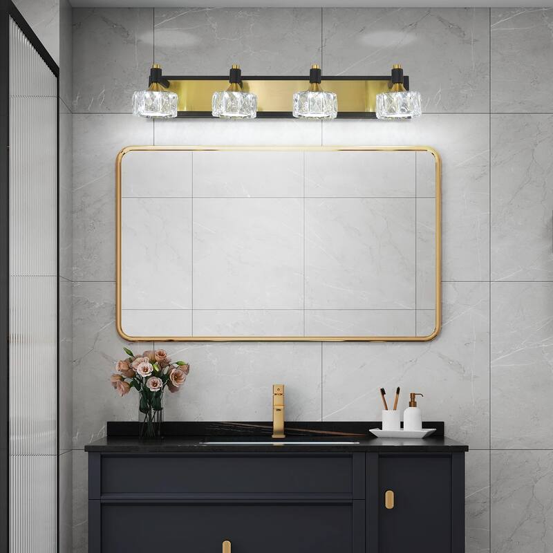 LED Bathroom 4-Light Modern Crystal Vanity Light Over Mirror