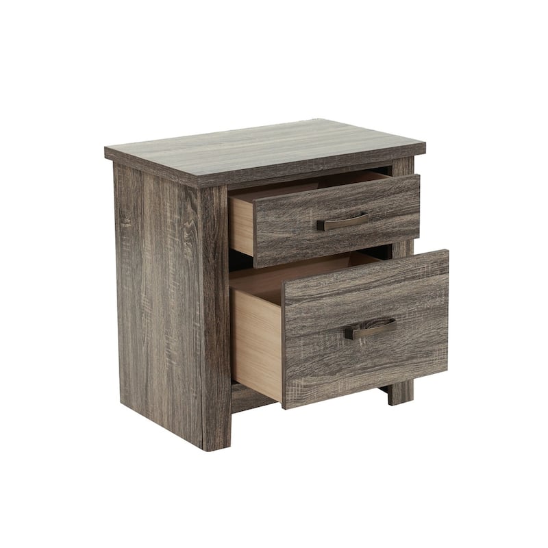 Wooden 2 Drawers Nightstand in - Brown