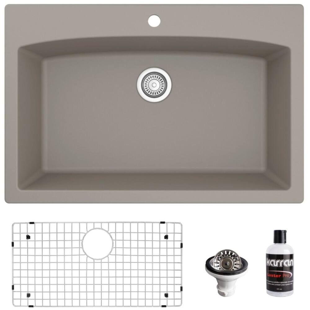 Karran USA QT-712-PK1 Quartz QT 33" Drop In Single Basin Quartz