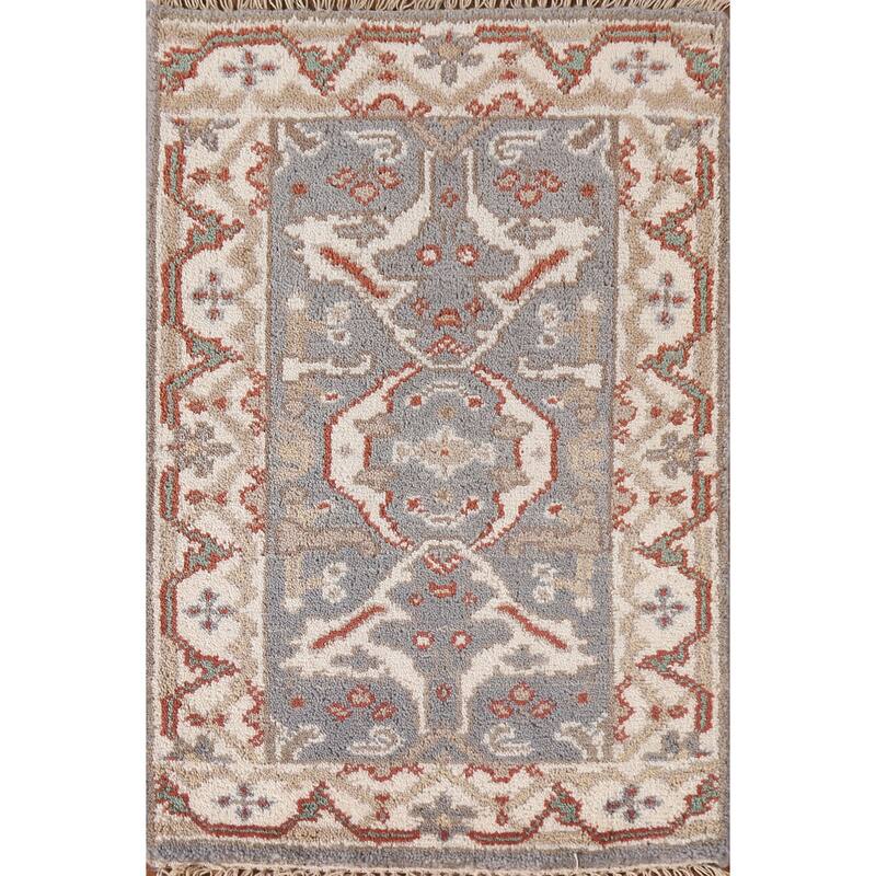Grey Oushak Indian Area Rug Handmade Wool Carpet - 2'0"x 3'0"