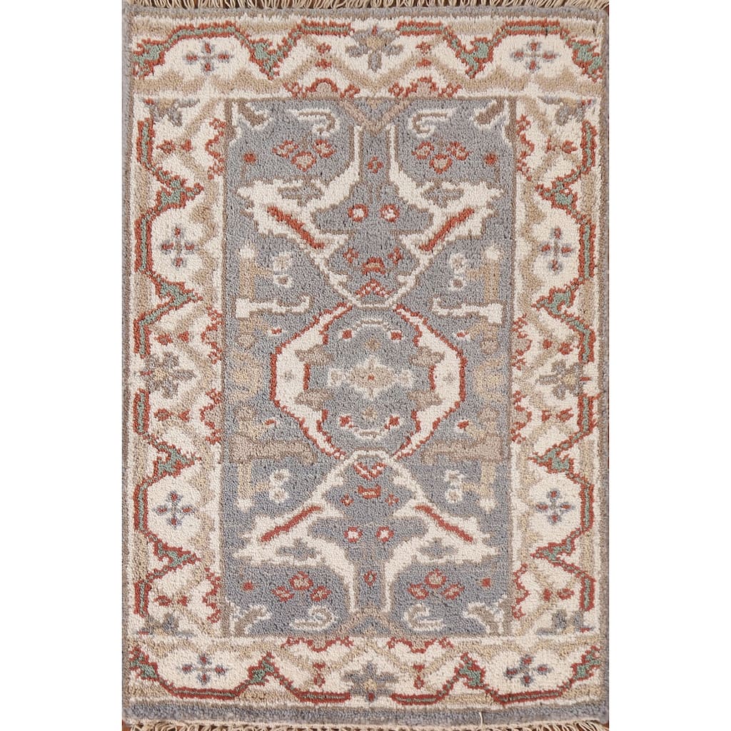 Grey Oushak Indian Area Rug Handmade Wool Carpet - 2'0"x 3'0"