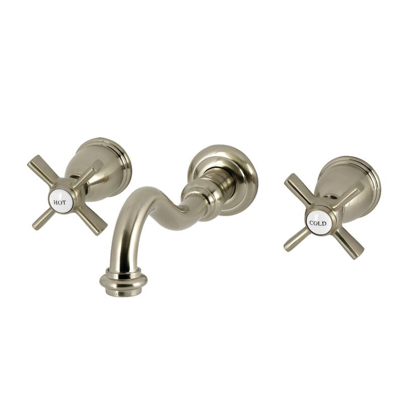 Kingston Brass Millennium Double-Handle Wall Mount Bathroom Faucet - Brushed Nickel