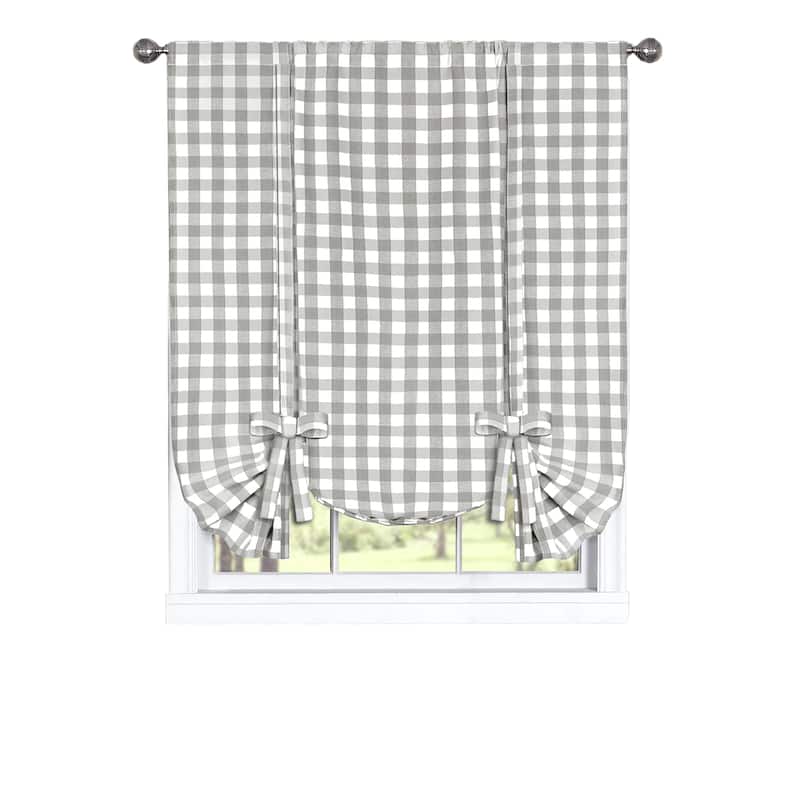 Achim Cotton Blend 63-inch Long Buffalo-check Window Tie-Up Shade