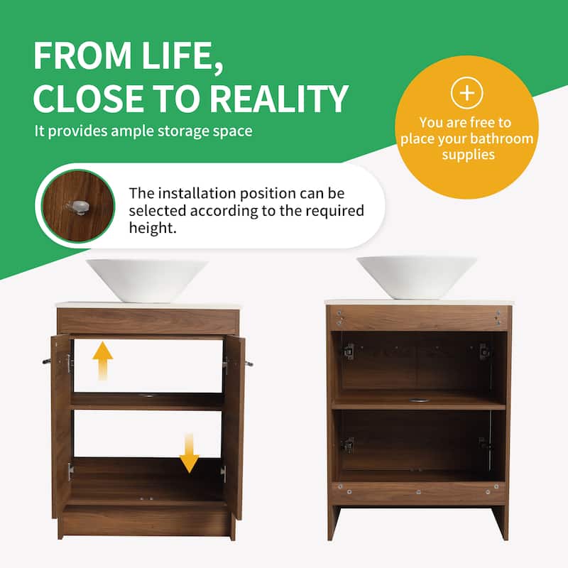 BNK 24/36/48/60 Inch Bathroom Vanity with Sink, Freestanding Bathroom Vanity with Soft Close Doors and Adjustable Shelf