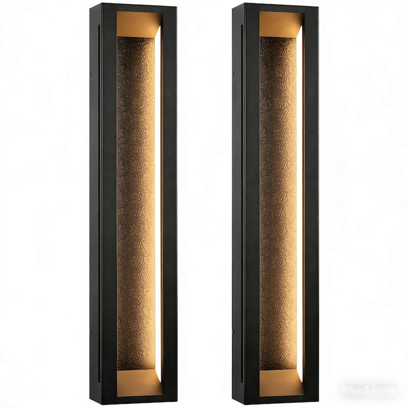LamQee Modern Black Outdoor Wall Light Linear Textured LED Wall Sconce - 30 inch/2Pack