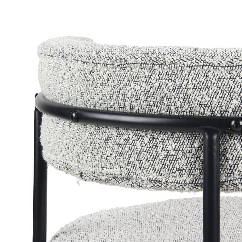 Modern Dining Set with Round Table & Boucle Chairs