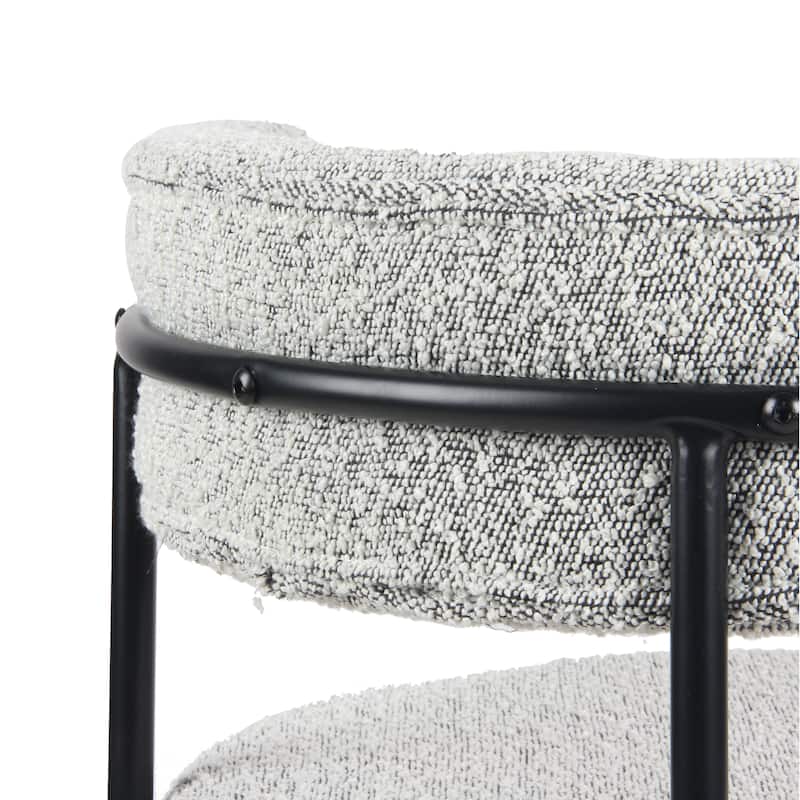 Roundhill Durban 3-Piece Round Dining Set, Trestle Dining Table with 2 Boucle Chairs