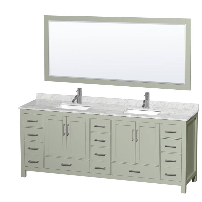 Wyndham Collection WCS141484DUNSM70 Sheffield 84" Free Standing Double - Light Green / Brushed Nickel Hardware - Painted