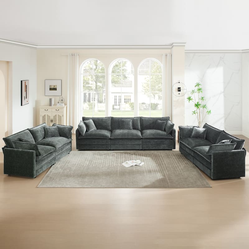 Cloud Chenille Upholstered Modular Sectional Sofa with DIY Combination Design - Gray 3-Seater Sofa+2-Seater Sofa*2